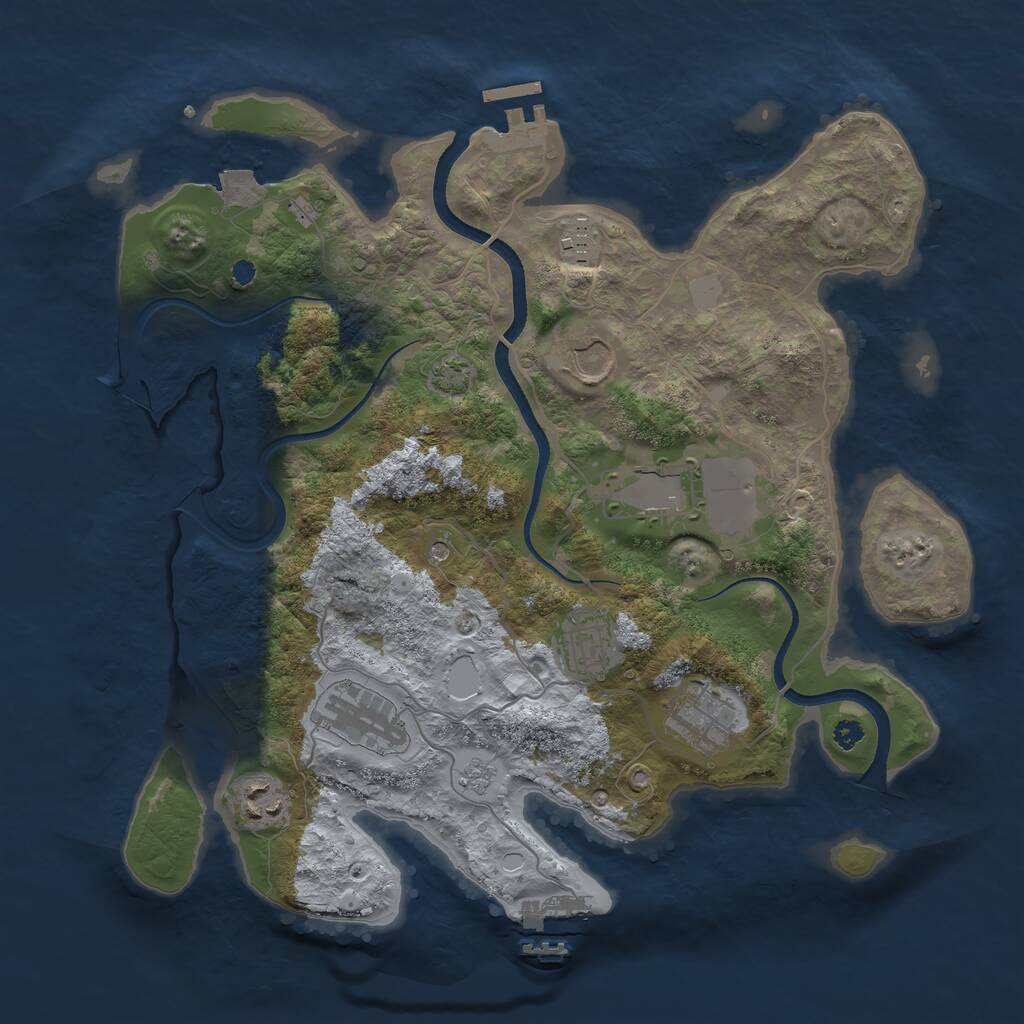 Rust Map: Procedural Map, Size: 3500, Seed: 644383343, 13 Monuments