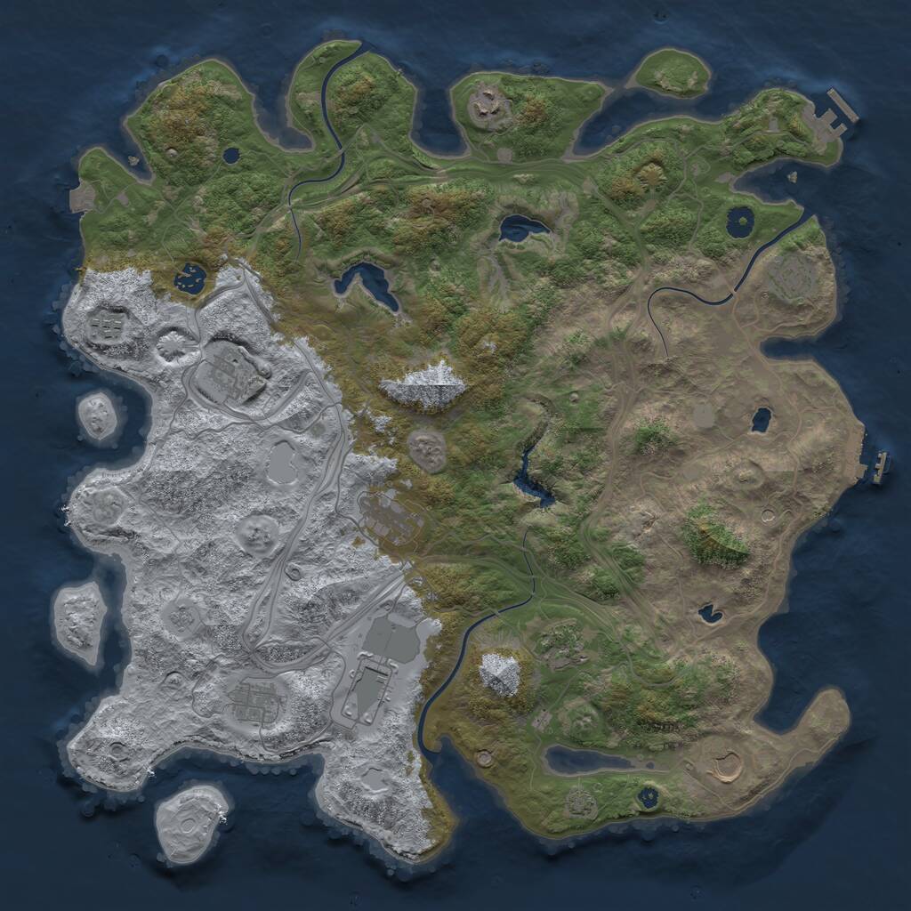 Rust Map: Procedural Map, Size: 4500, Seed: 1833005284, 16 Monuments