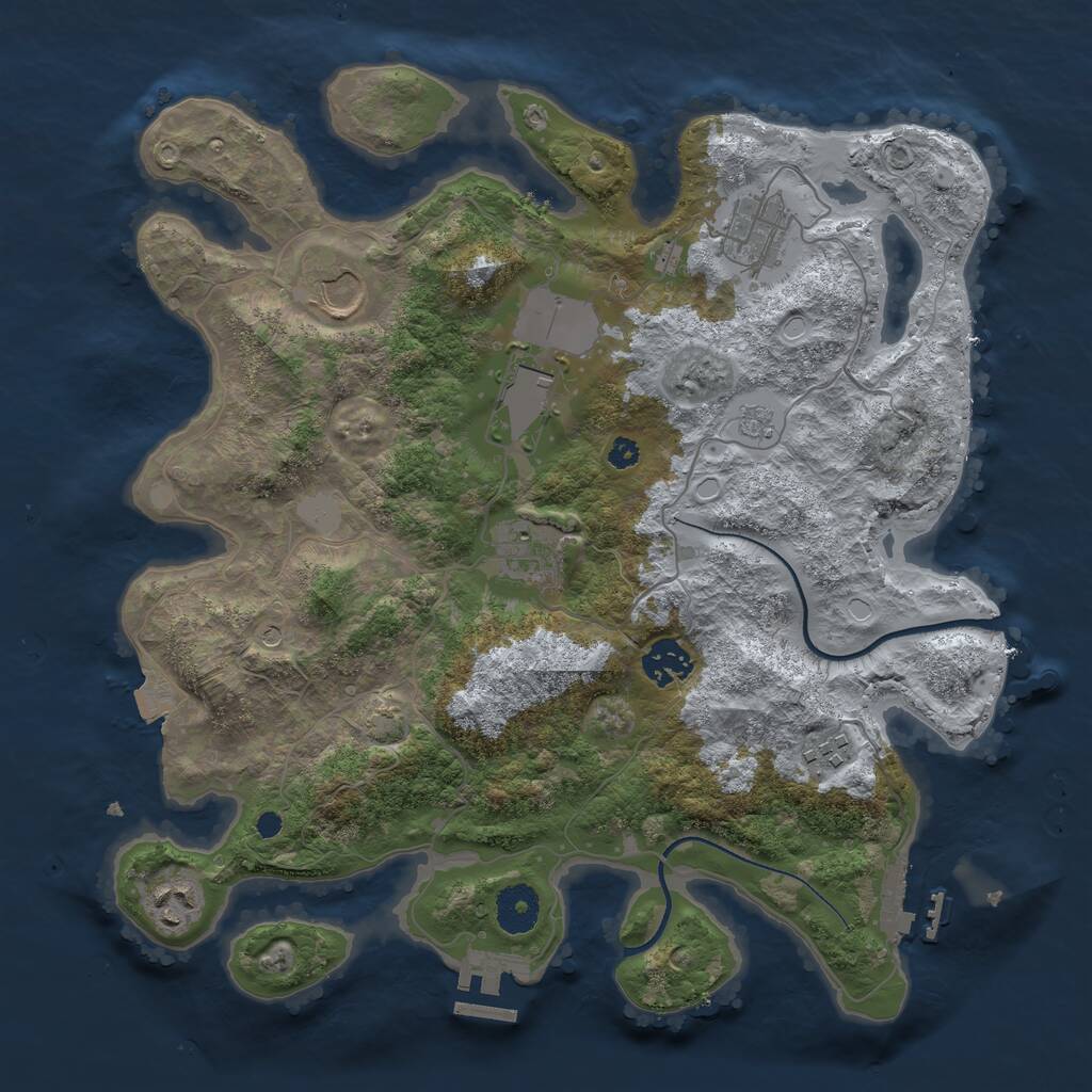Rust Map: Procedural Map, Size: 3500, Seed: 2139410323, 13 Monuments