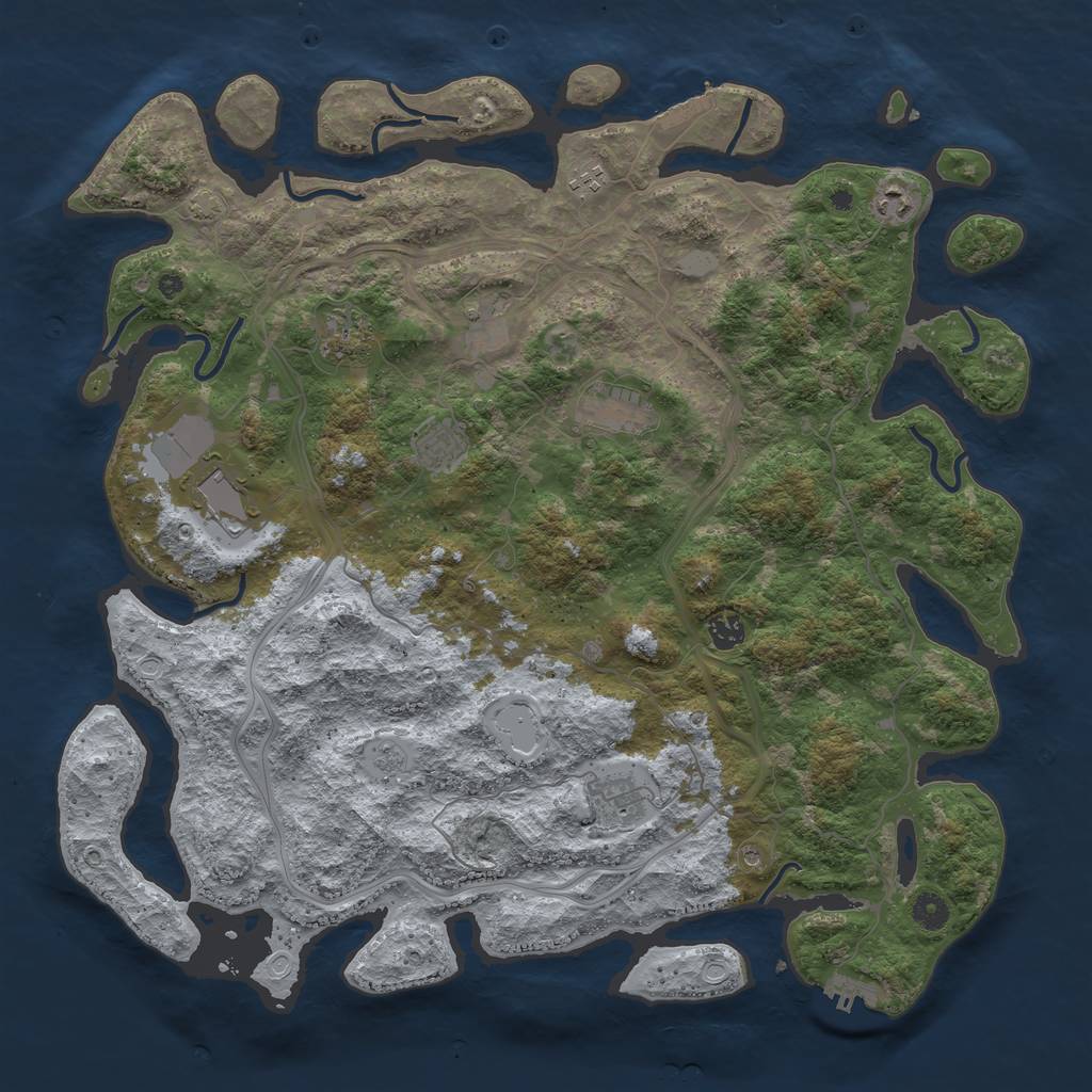 Rust Map: Procedural Map, Size: 4500, Seed: 4042023, 17 Monuments