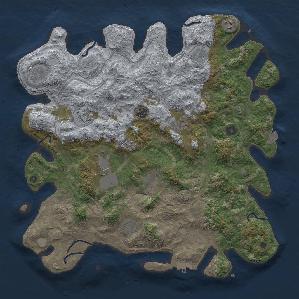 Rust Map: Procedural Map, Size: 4250, Seed: 492225463, 17 Monuments