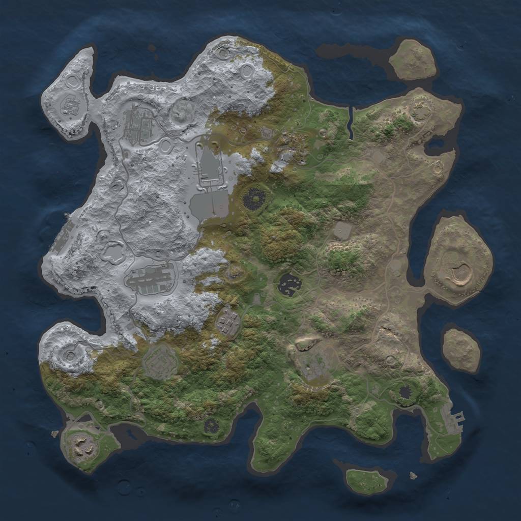 Rust Map: Procedural Map, Size: 3500, Seed: 905640344, 17 Monuments