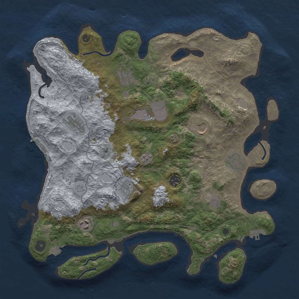 Rust Map: Procedural Map, Size: 4000, Seed: 20230406, 18 Monuments