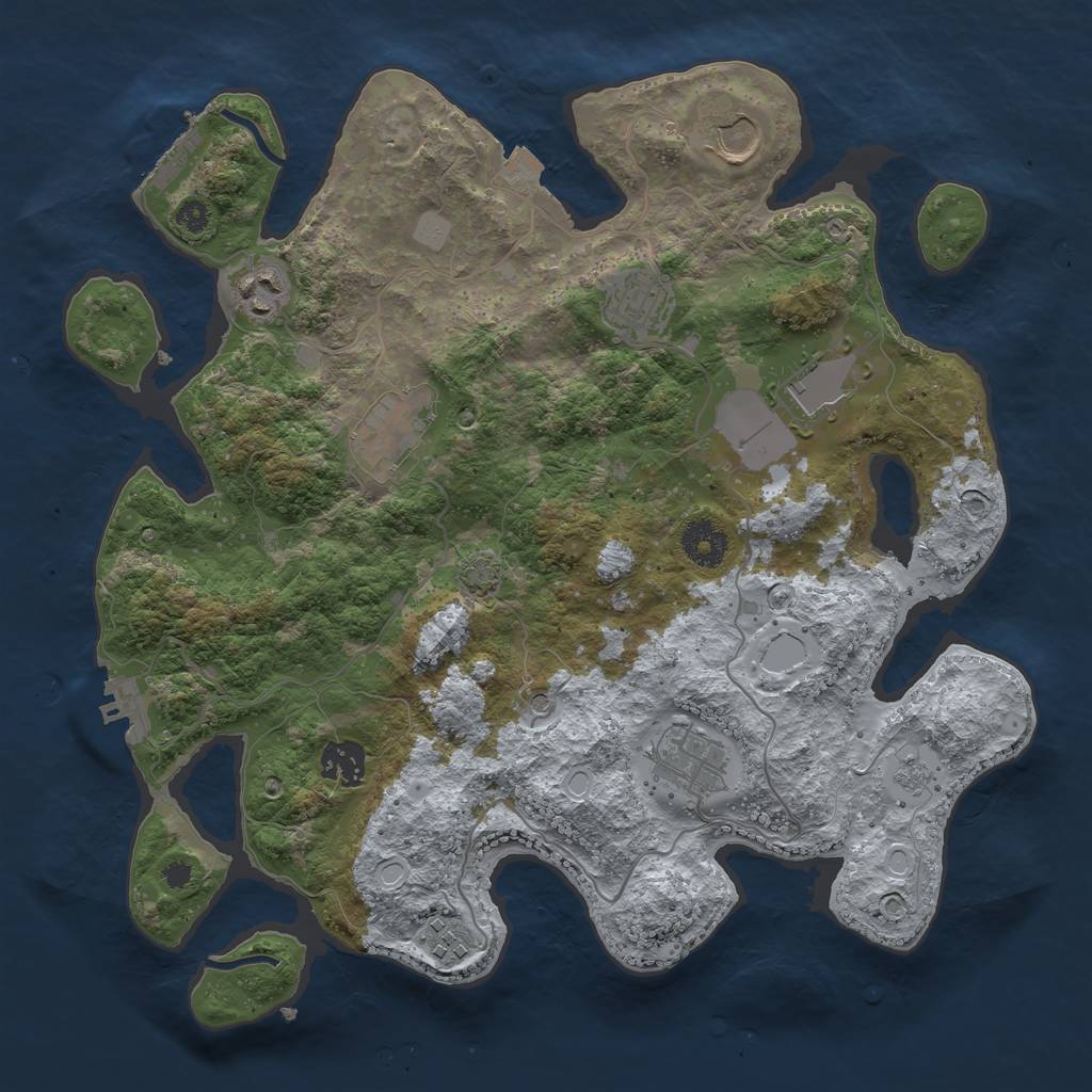 Rust Map: Procedural Map, Size: 3500, Seed: 1814832655, 16 Monuments