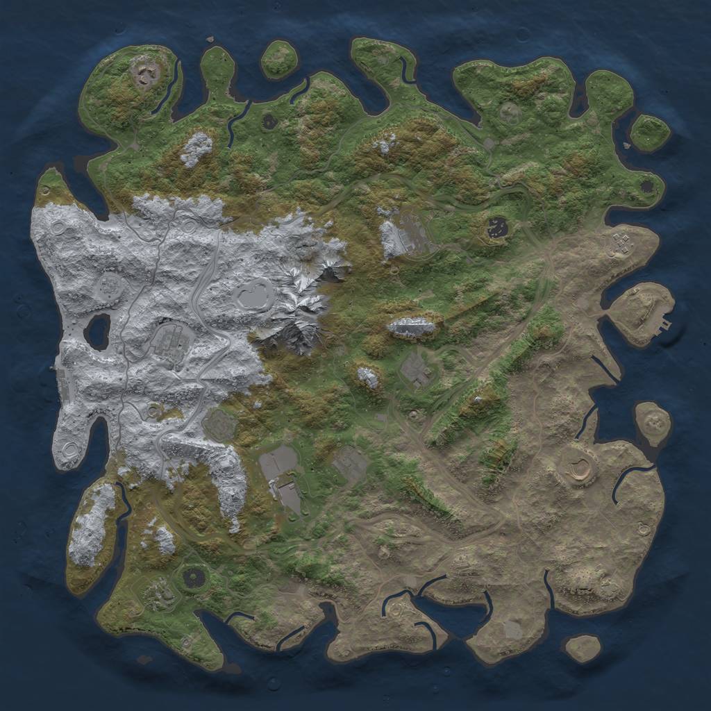 Rust Map: Procedural Map, Size: 5000, Seed: 543989, 18 Monuments