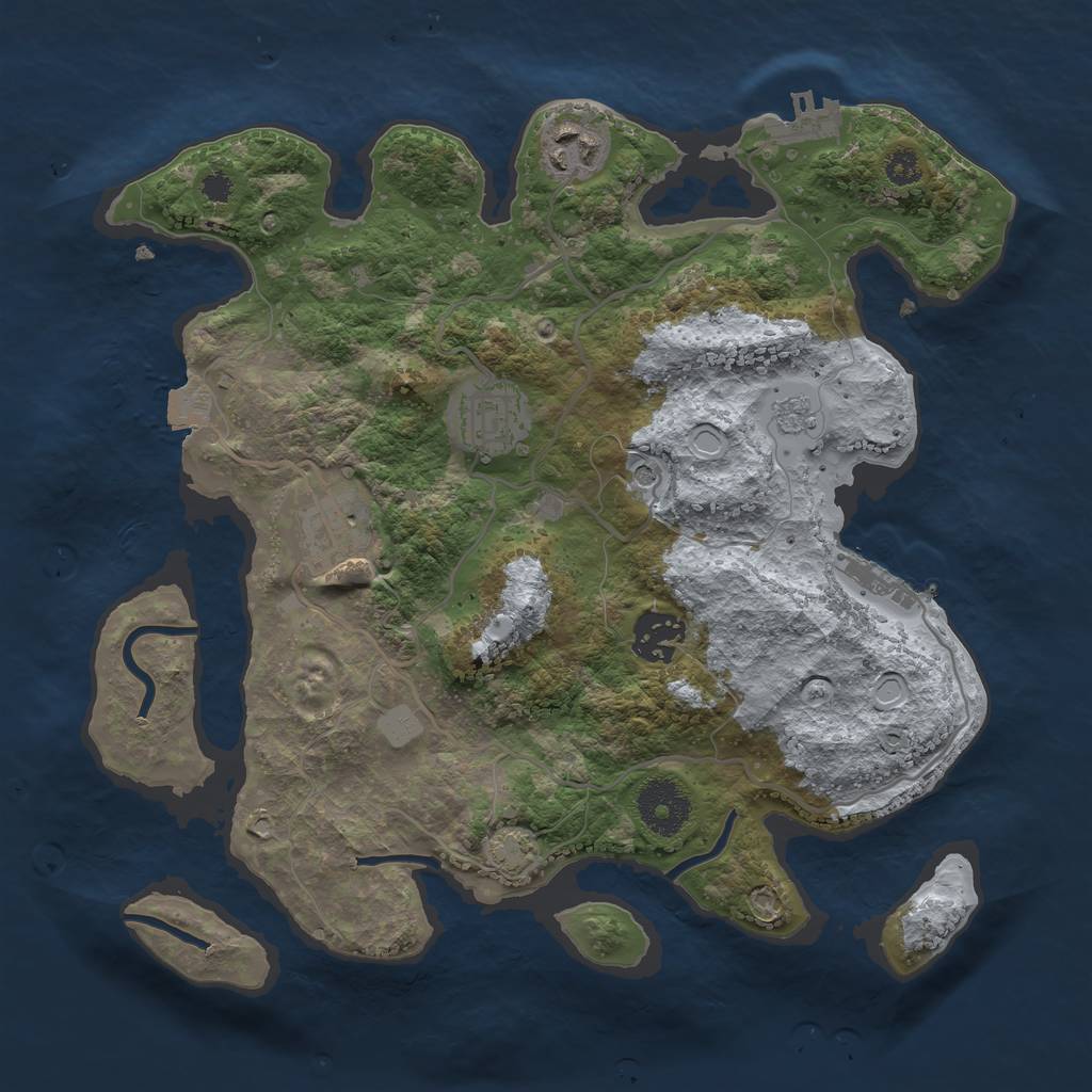 Rust Map: Procedural Map, Size: 3100, Seed: 52128, 12 Monuments