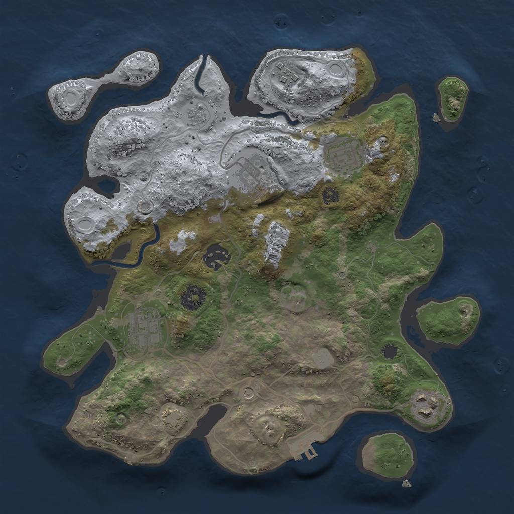 Rust Map: Procedural Map, Size: 3000, Seed: 1785205138, 13 Monuments
