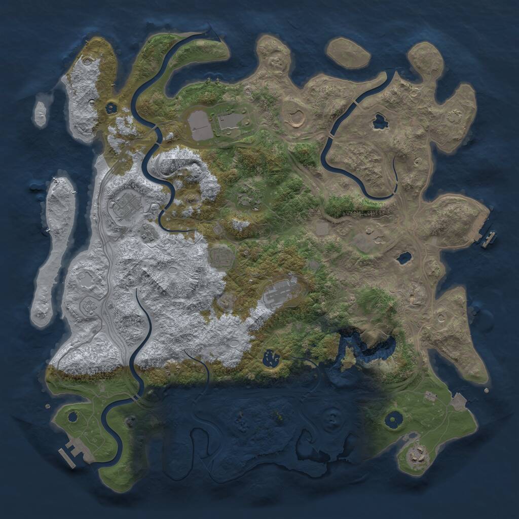 Rust Map: Procedural Map, Size: 4500, Seed: 458203745, 16 Monuments