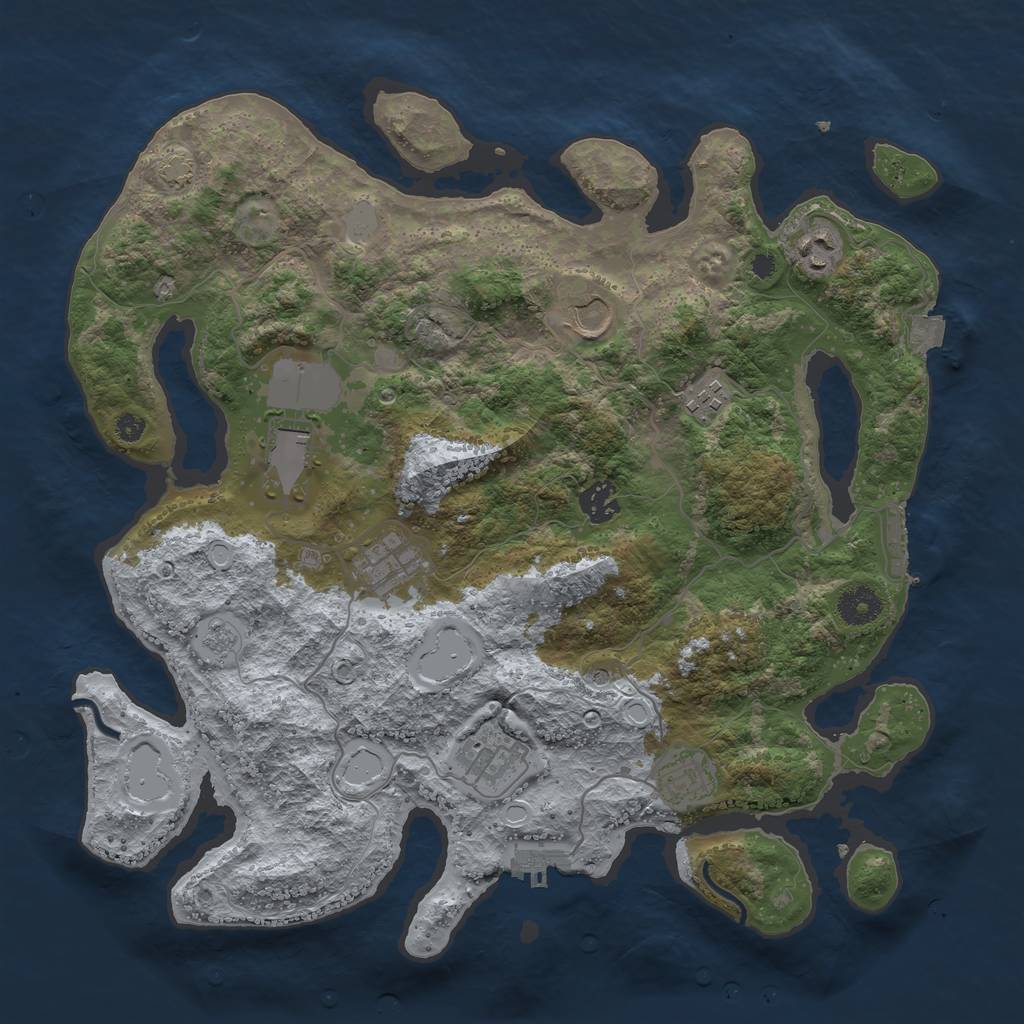 Rust Map: Procedural Map, Size: 3750, Seed: 6042023, 16 Monuments