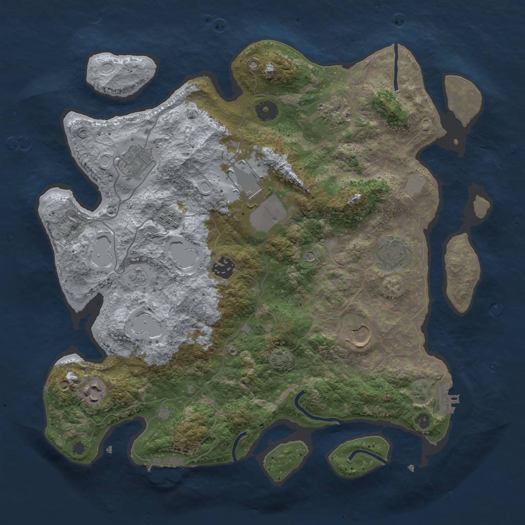 Rust Map: Procedural Map, Size: 3700, Seed: 1362651912, 16 Monuments