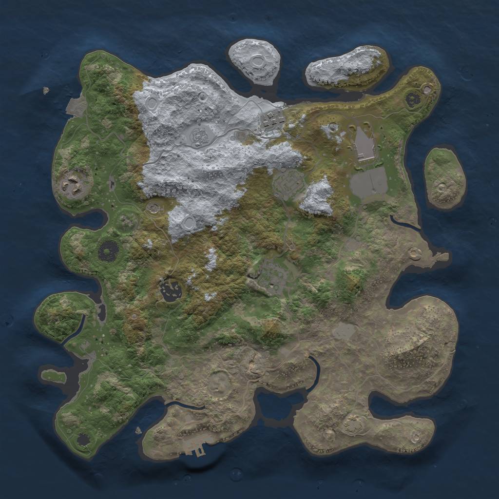 Rust Map: Procedural Map, Size: 3500, Seed: 2045624538, 13 Monuments