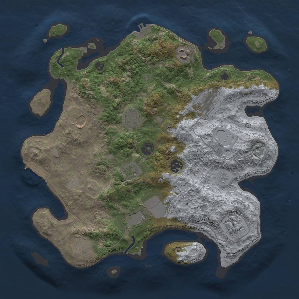 Rust Map: Procedural Map, Size: 3500, Seed: 1885838074, 16 Monuments