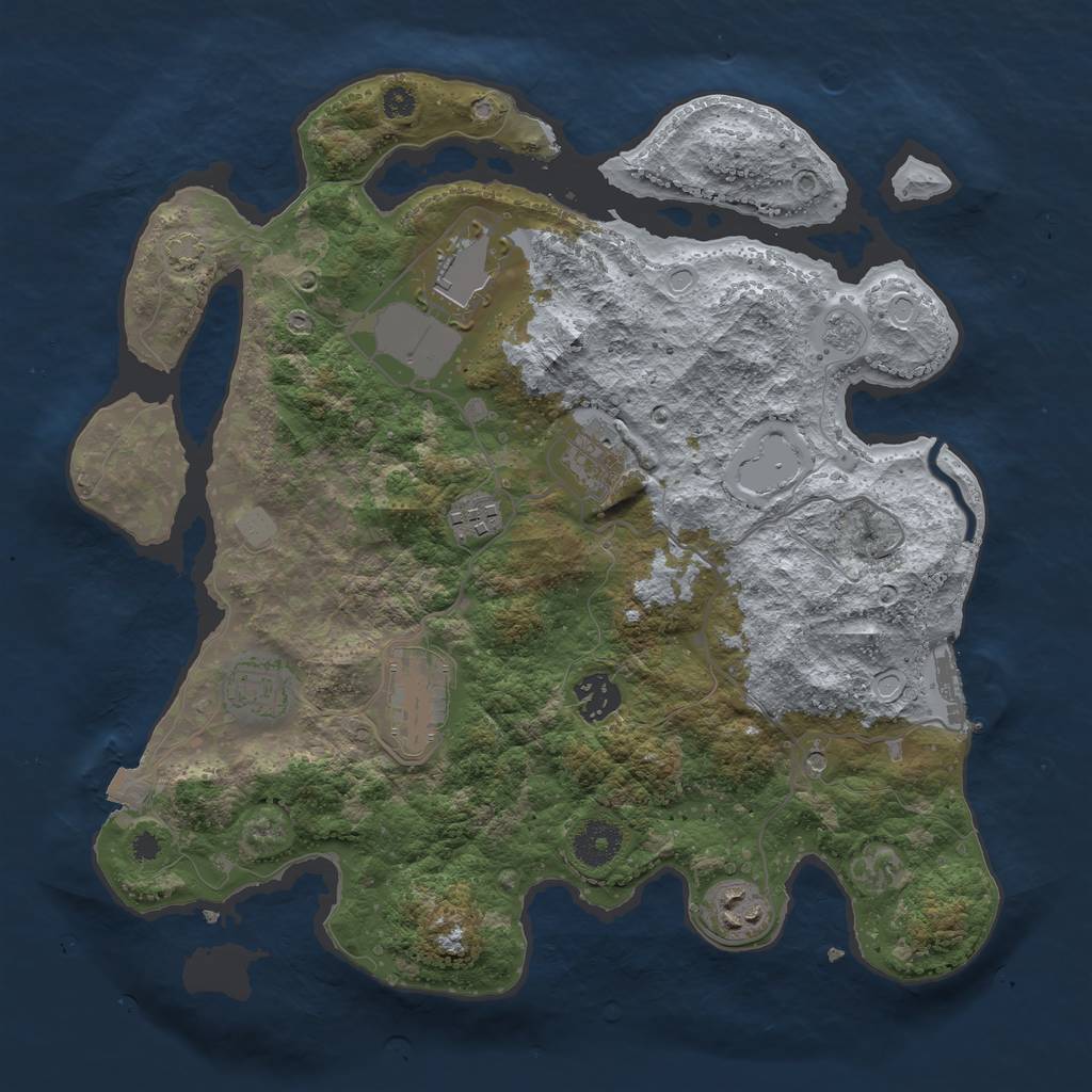 Rust Map: Procedural Map, Size: 3500, Seed: 1781664269, 14 Monuments