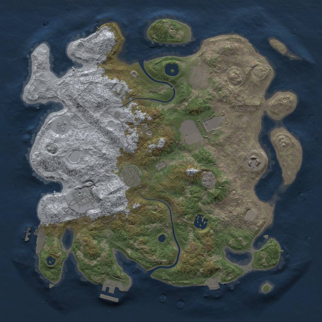 Rust Map: Procedural Map, Size: 3500, Seed: 1786675719, 13 Monuments