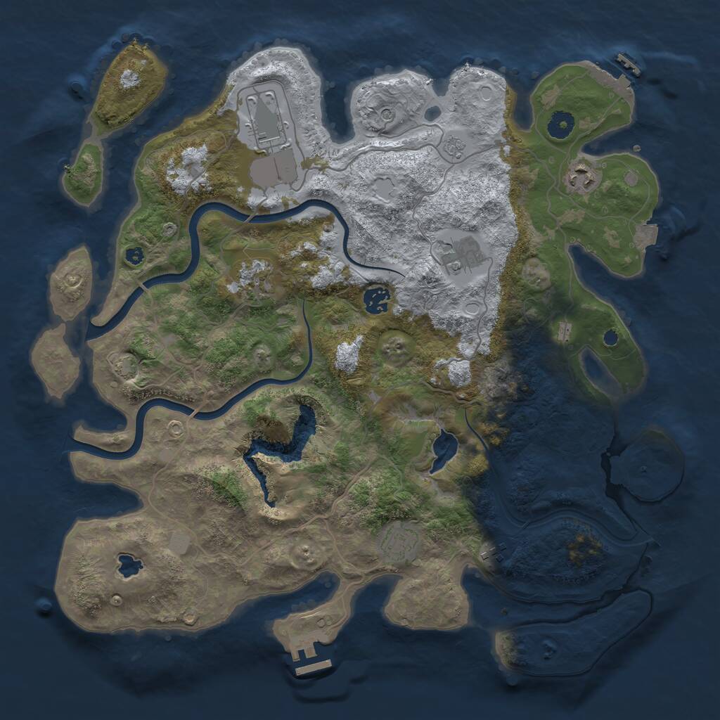 Rust Map: Procedural Map, Size: 4000, Seed: 147001, 13 Monuments