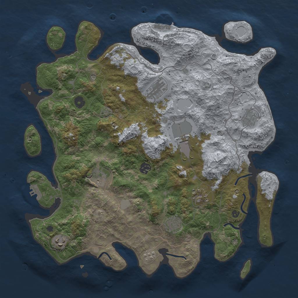 Rust Map: Procedural Map, Size: 4000, Seed: 4062023, 17 Monuments