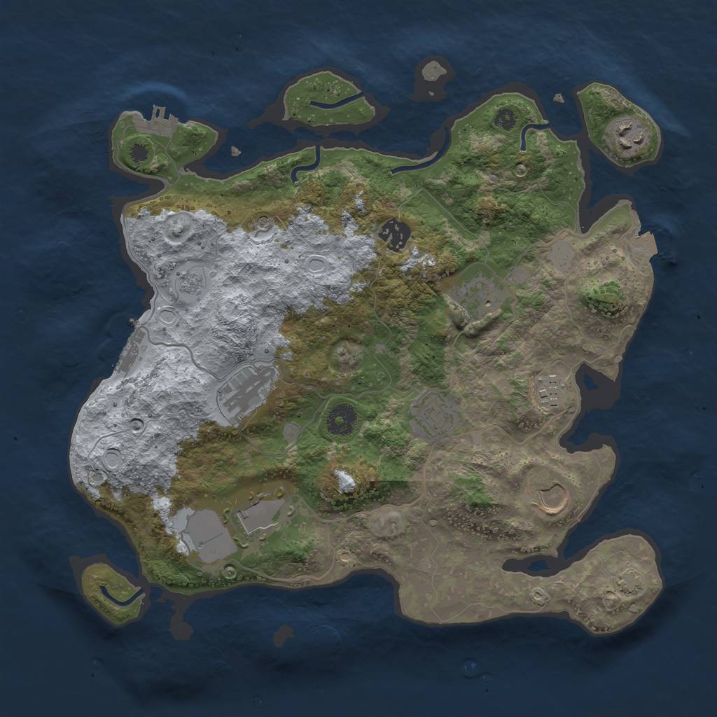 Rust Map: Procedural Map, Size: 3500, Seed: 1406978295, 16 Monuments