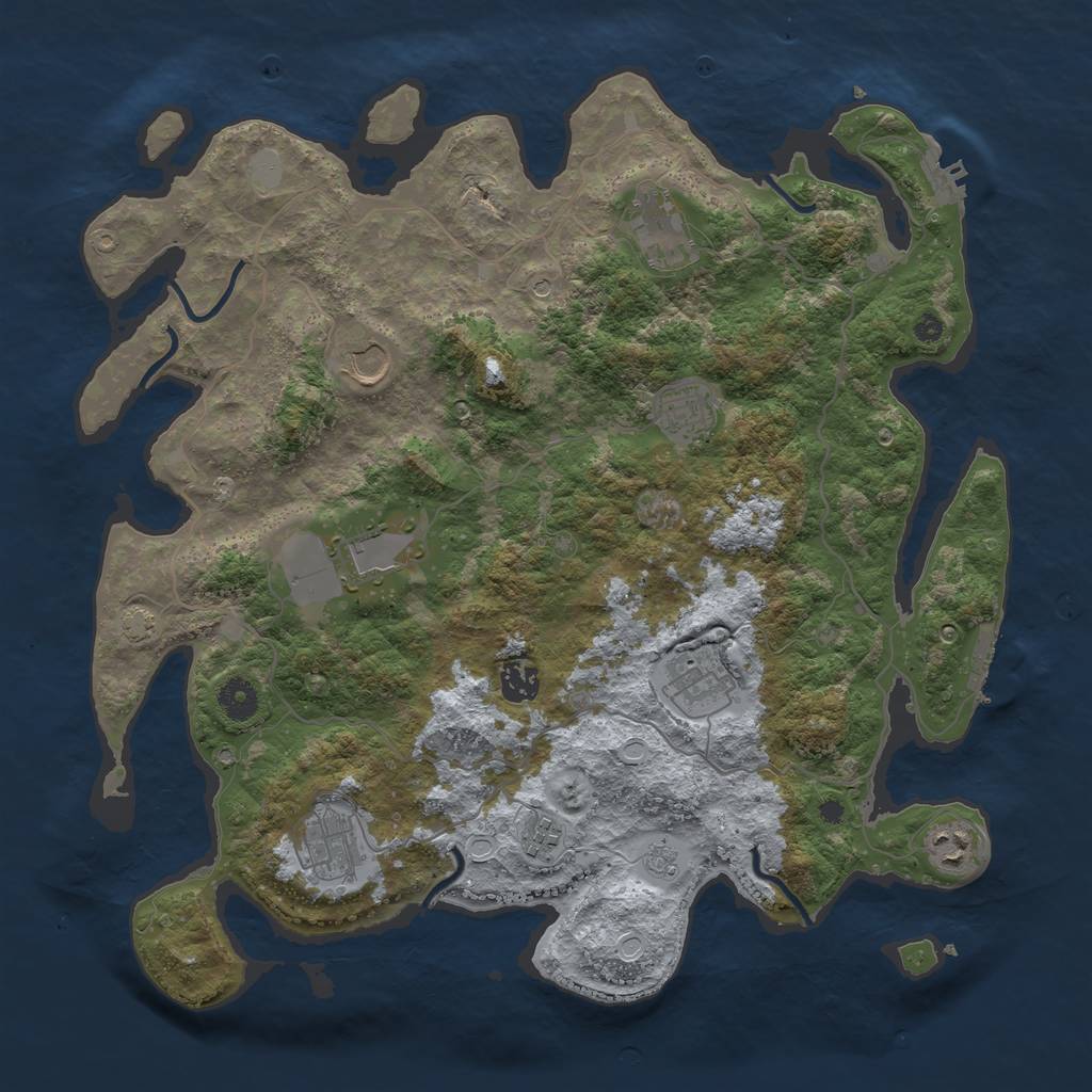 Rust Map: Procedural Map, Size: 4000, Seed: 2069517557, 17 Monuments