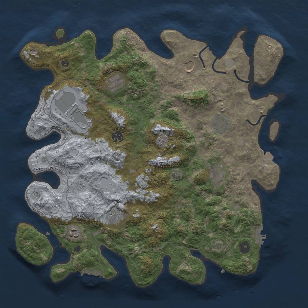 Rust Map: Procedural Map, Size: 4000, Seed: 25310288, 17 Monuments