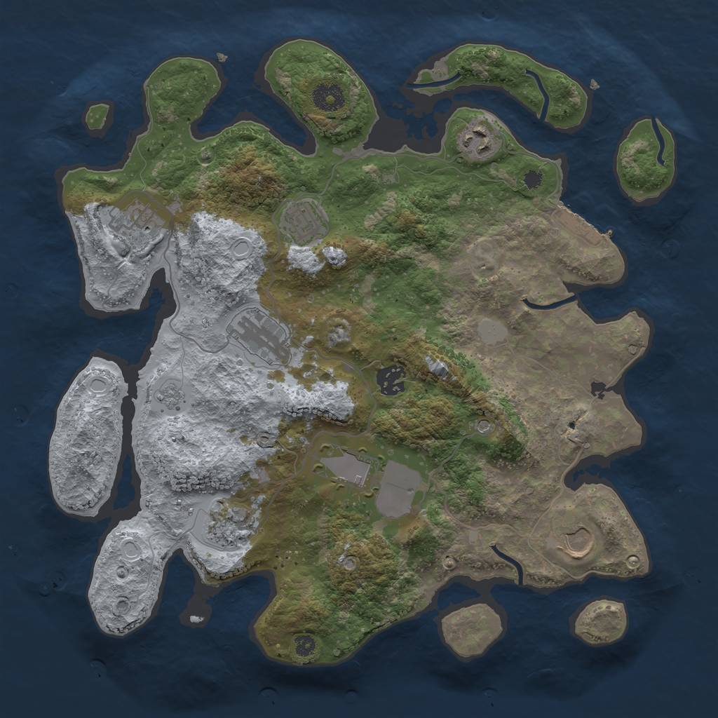 Rust Map: Procedural Map, Size: 3500, Seed: 566797245, 14 Monuments