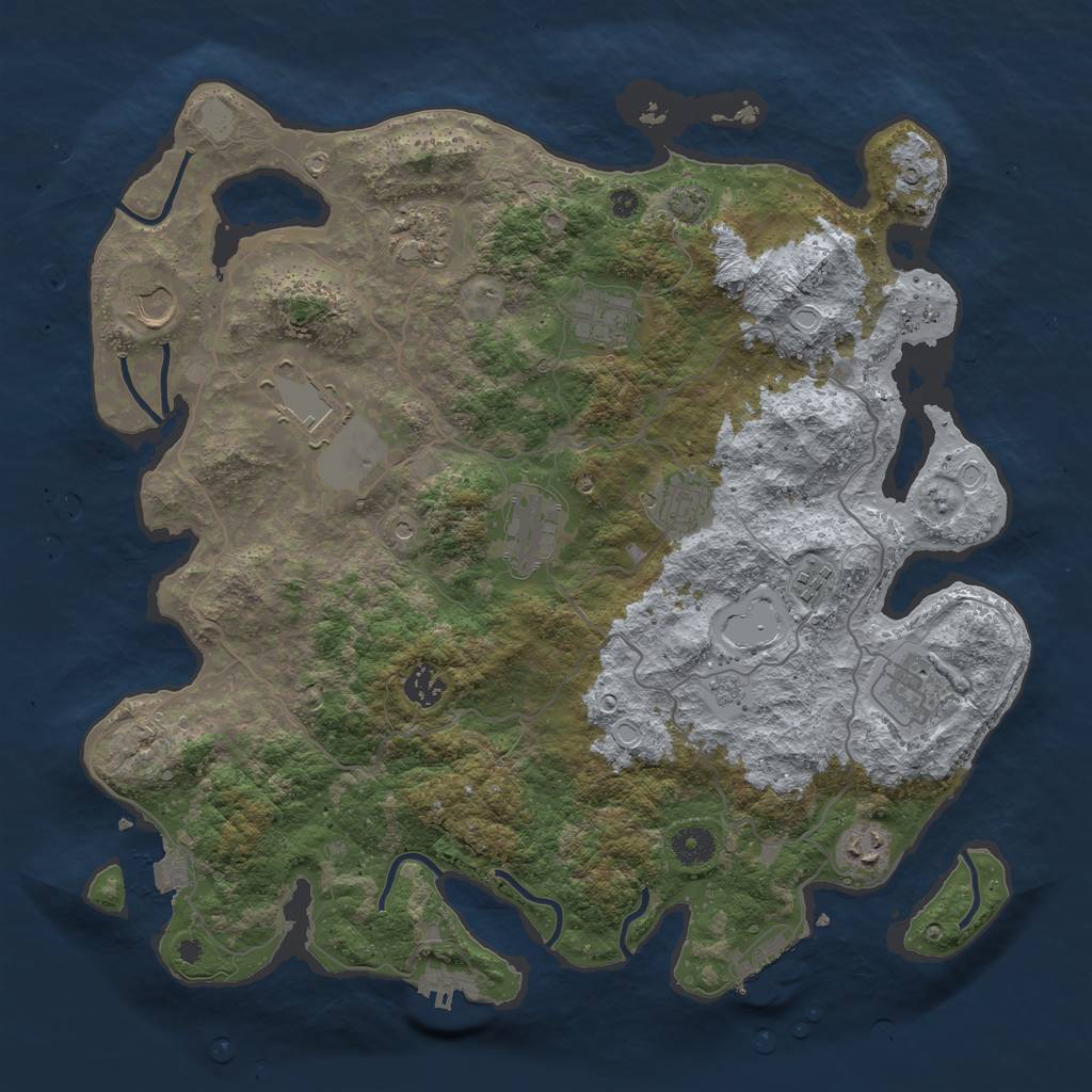 Rust Map: Procedural Map, Size: 4000, Seed: 901034429, 18 Monuments