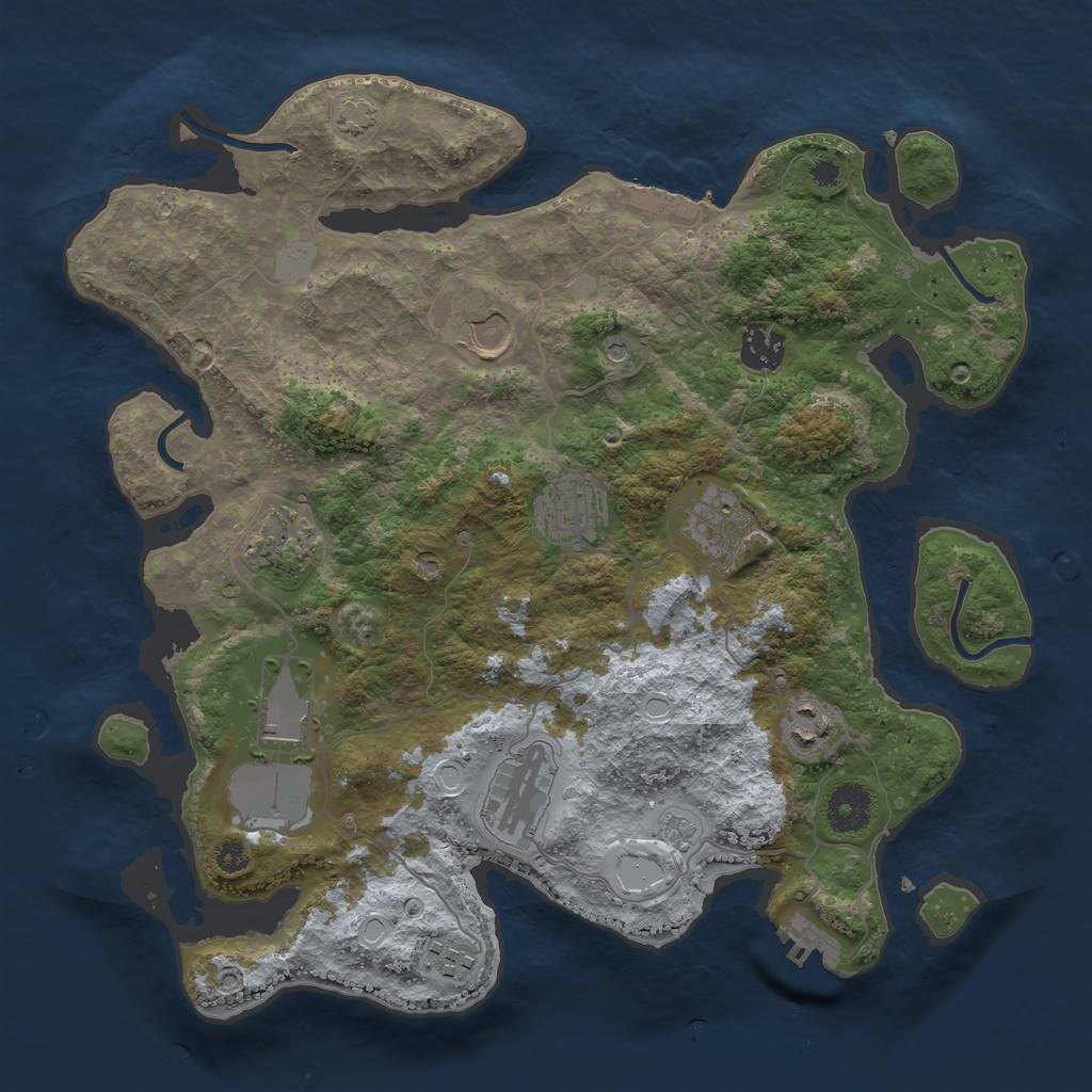 Rust Map: Procedural Map, Size: 3500, Seed: 683202213, 17 Monuments