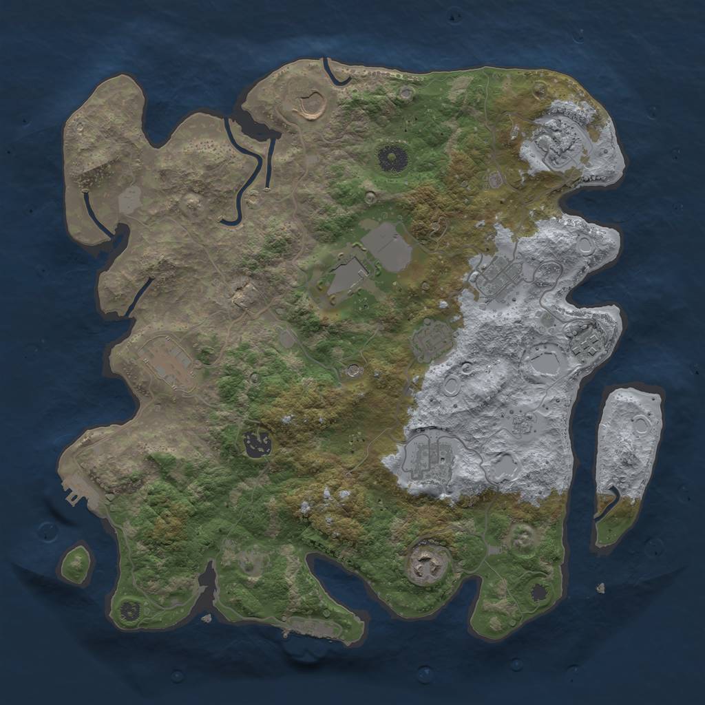 Rust Map: Procedural Map, Size: 3700, Seed: 901034429, 17 Monuments