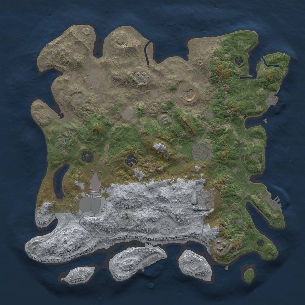 Rust Map: Procedural Map, Size: 3700, Seed: 160329570, 17 Monuments