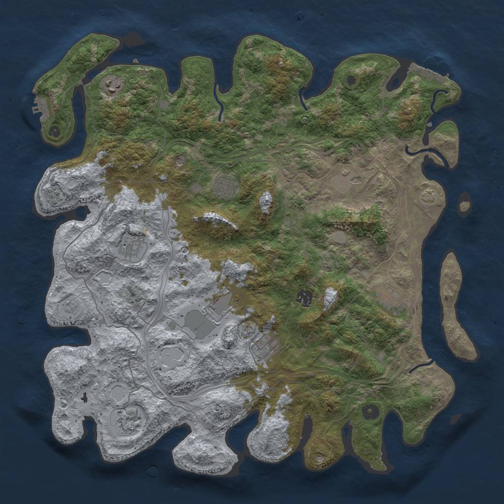 Rust Map: Procedural Map, Size: 4500, Seed: 1834945300, 18 Monuments