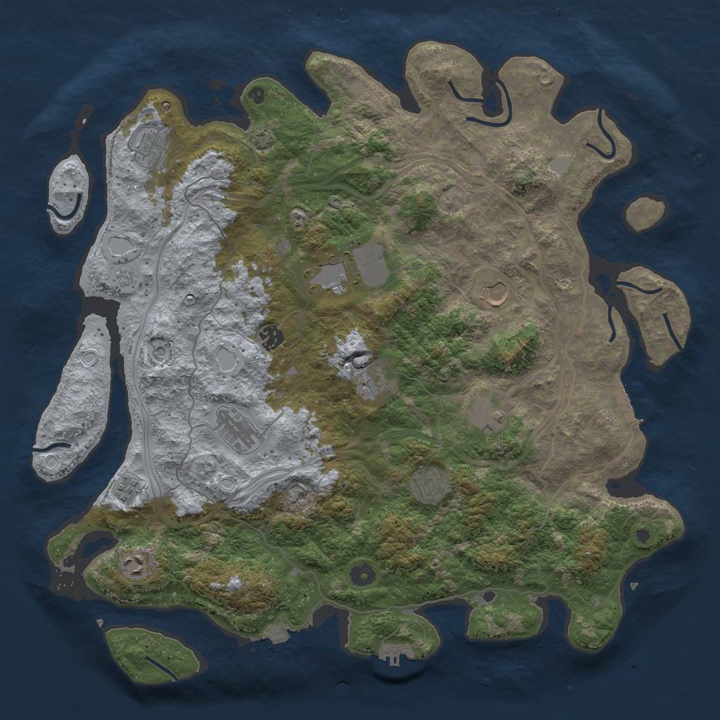 Rust Map: Procedural Map, Size: 4500, Seed: 1765668503, 18 Monuments