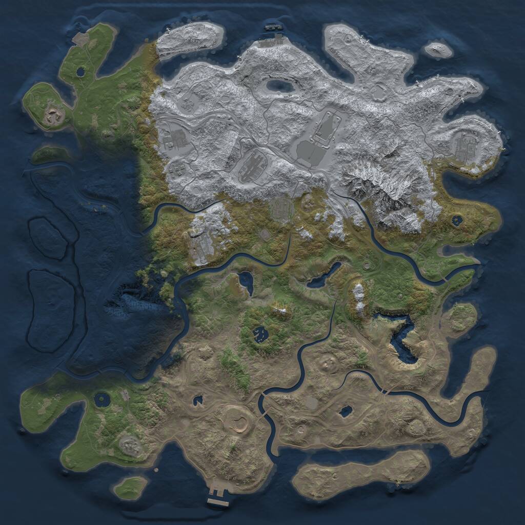 Rust Map: Procedural Map, Size: 5000, Seed: 665790120, 16 Monuments