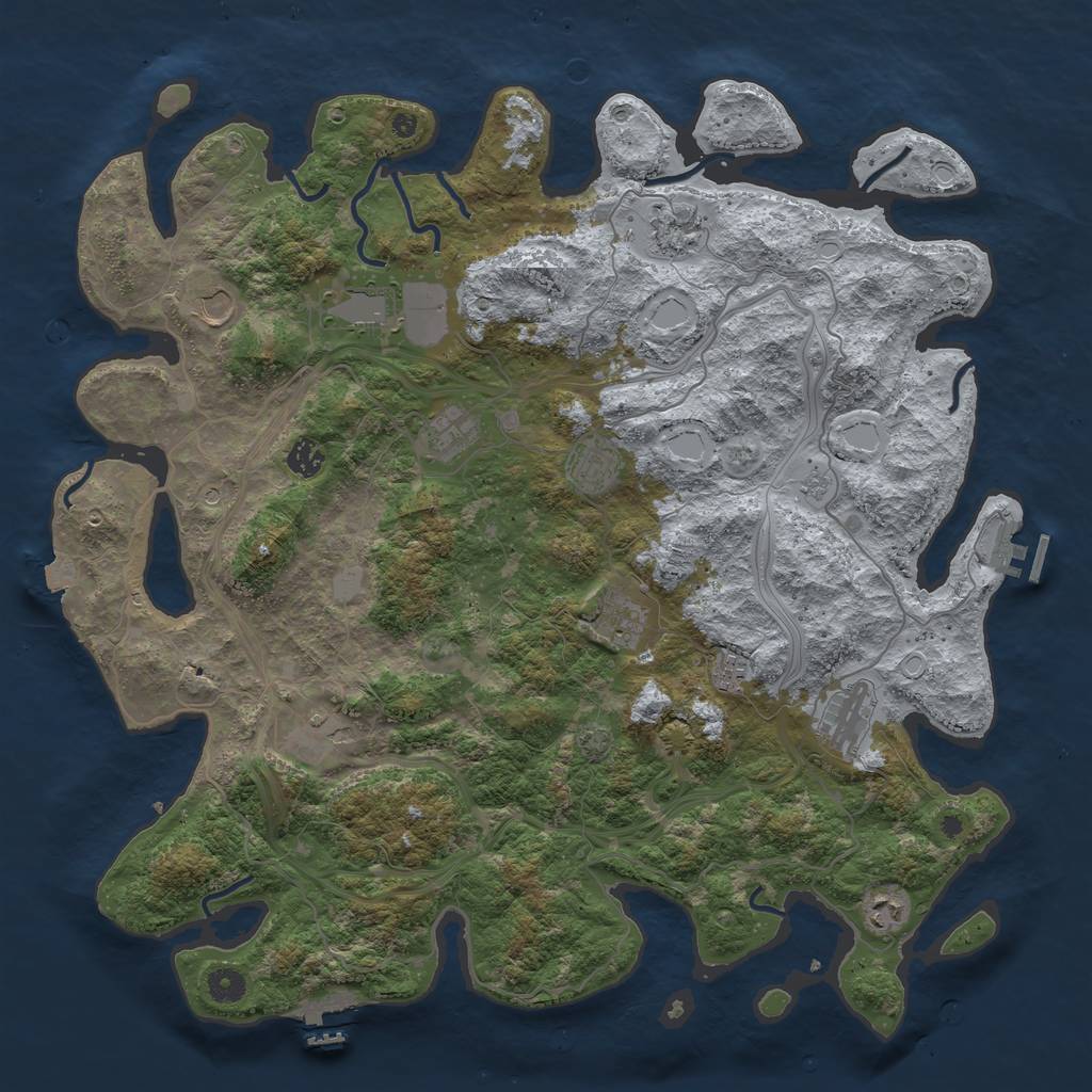 Rust Map: Procedural Map, Size: 4500, Seed: 1595621197, 19 Monuments