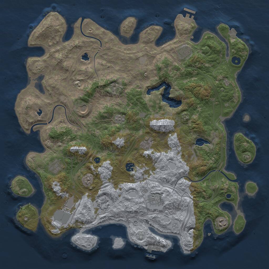 Rust Map: Procedural Map, Size: 4500, Seed: 1445630457, 16 Monuments