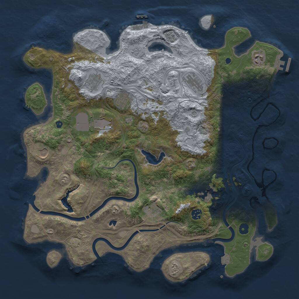 Rust Map: Procedural Map, Size: 4250, Seed: 1422322909, 16 Monuments