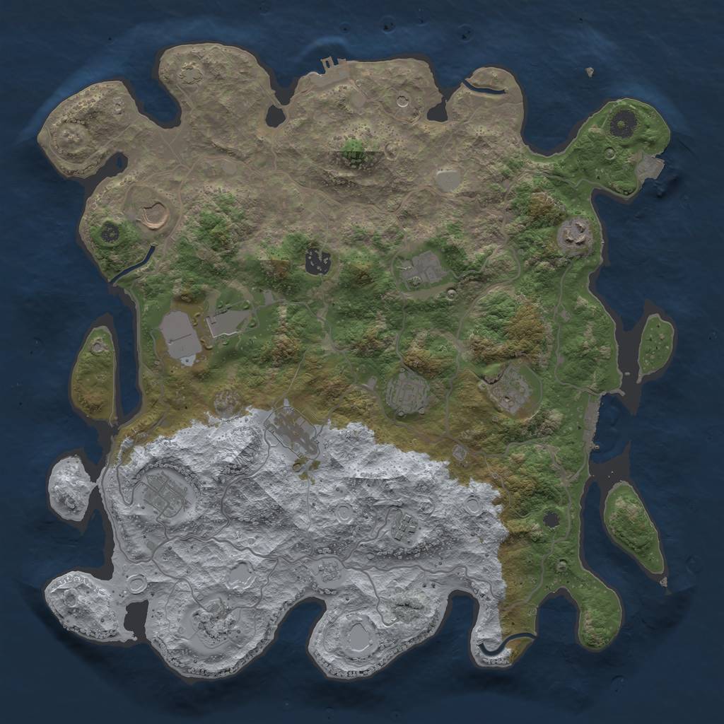 Rust Map: Procedural Map, Size: 4000, Seed: 289318306, 19 Monuments