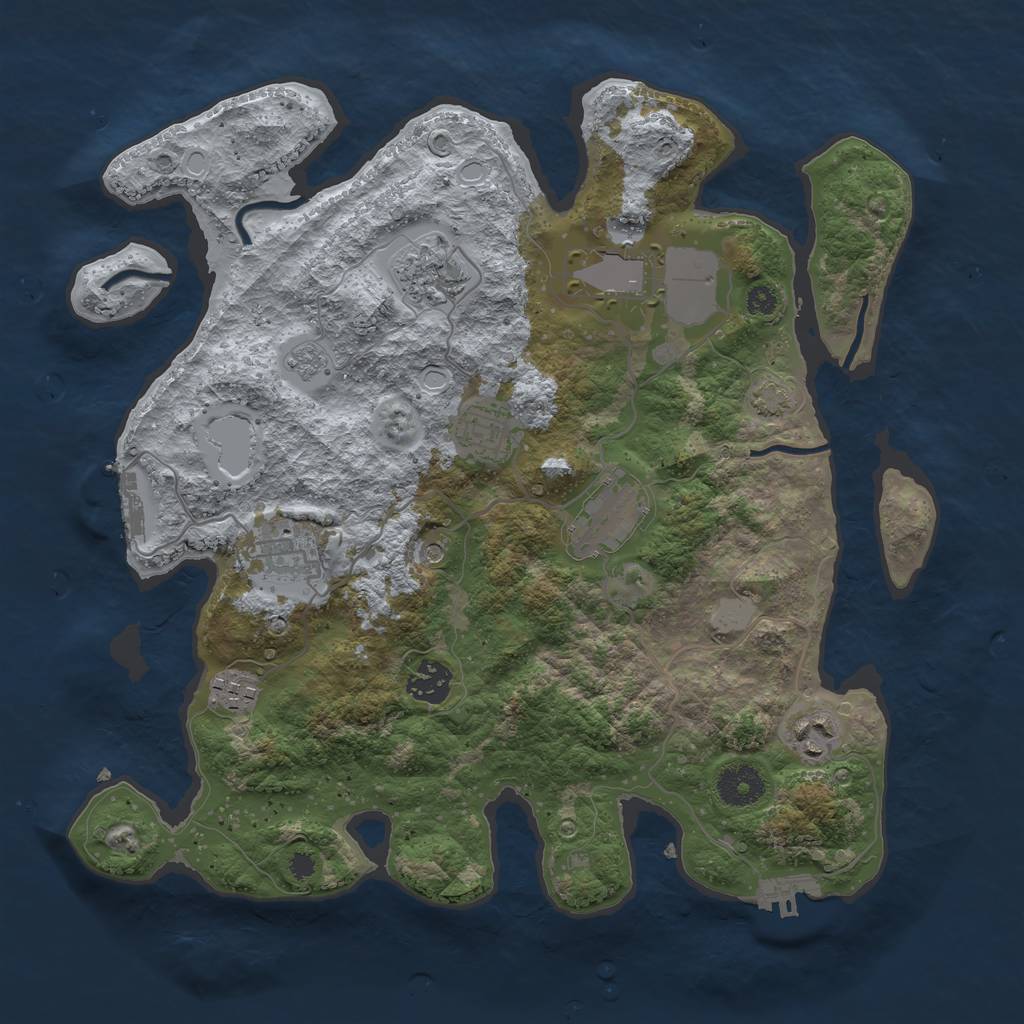 Rust Map: Procedural Map, Size: 3500, Seed: 1666774344, 16 Monuments