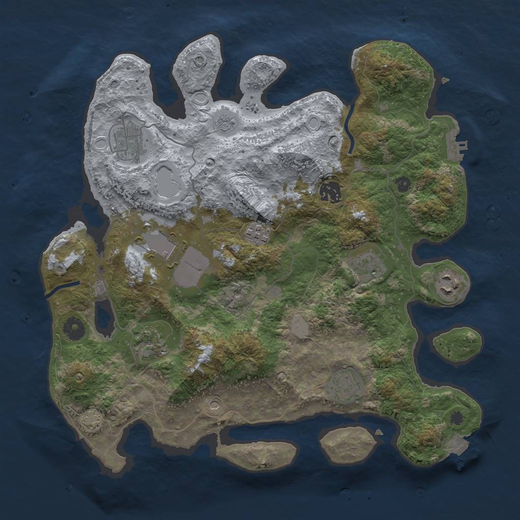 Rust Map: Procedural Map, Size: 3500, Seed: 2049998241, 15 Monuments