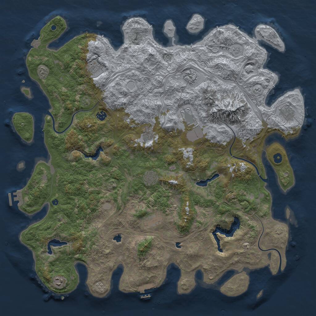 Rust Map: Procedural Map, Size: 5000, Seed: 65409380, 16 Monuments