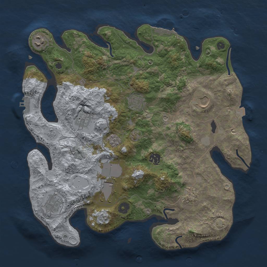 Rust Map: Procedural Map, Size: 3500, Seed: 1825837508, 17 Monuments