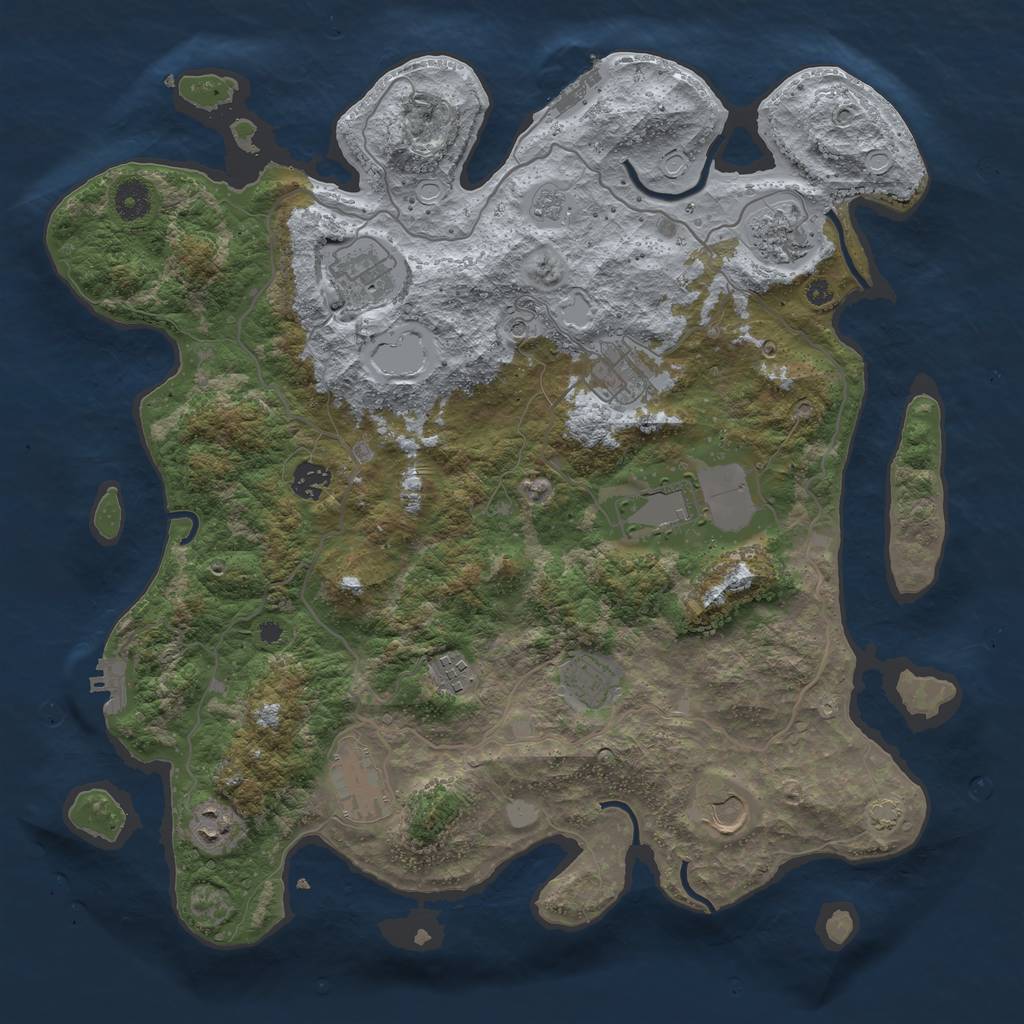 Rust Map: Procedural Map, Size: 4027, Seed: 2027, 18 Monuments