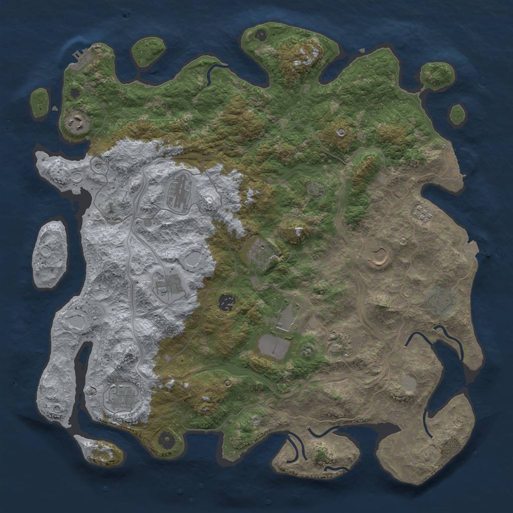 Rust Map: Procedural Map, Size: 4500, Seed: 1408929886, 19 Monuments
