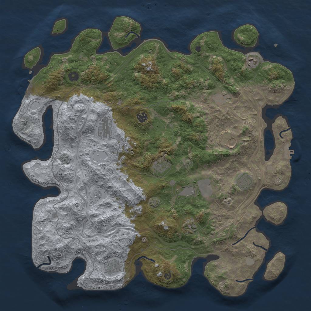 Rust Map: Procedural Map, Size: 4500, Seed: 668996998, 19 Monuments