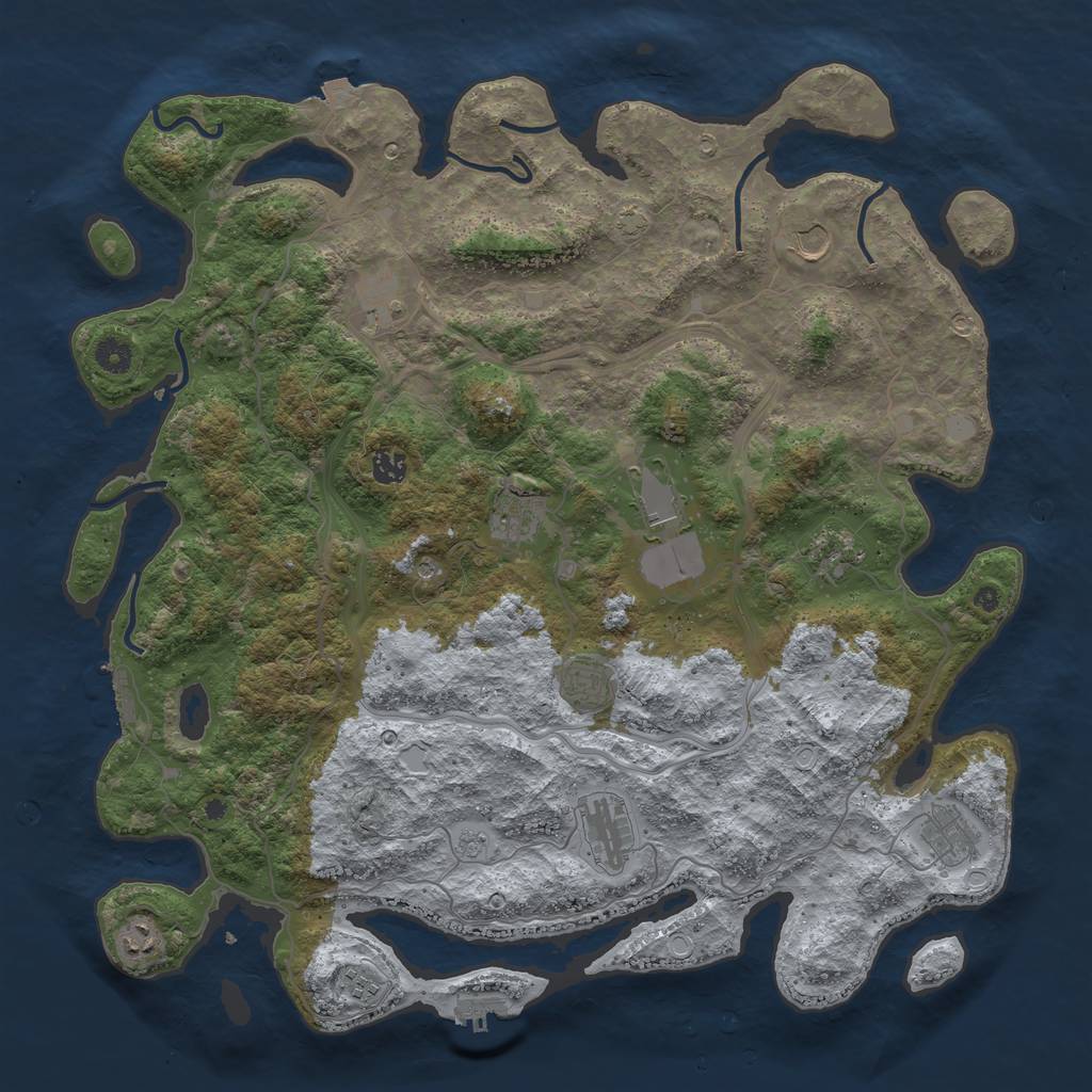 Rust Map: Procedural Map, Size: 4500, Seed: 45765, 19 Monuments