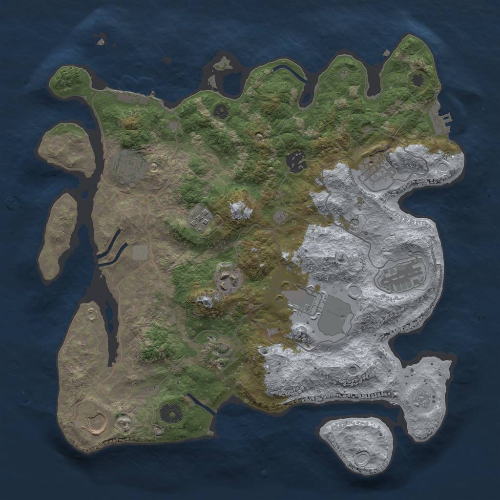 Rust Map: Procedural Map, Size: 3500, Seed: 1501837457, 16 Monuments