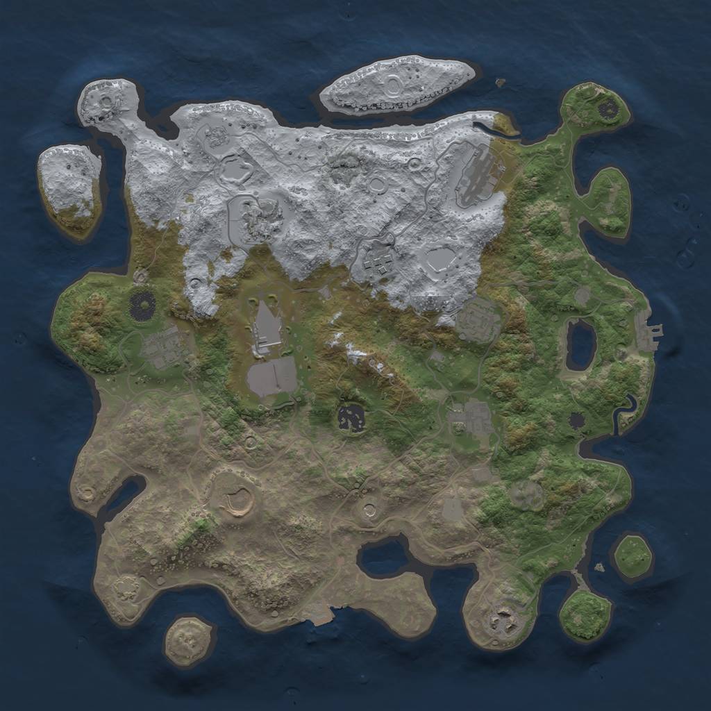 Rust Map: Procedural Map, Size: 3700, Seed: 988748, 17 Monuments
