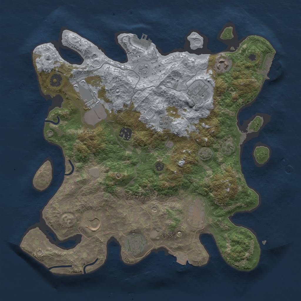 Rust Map: Procedural Map, Size: 3500, Seed: 645965089, 16 Monuments