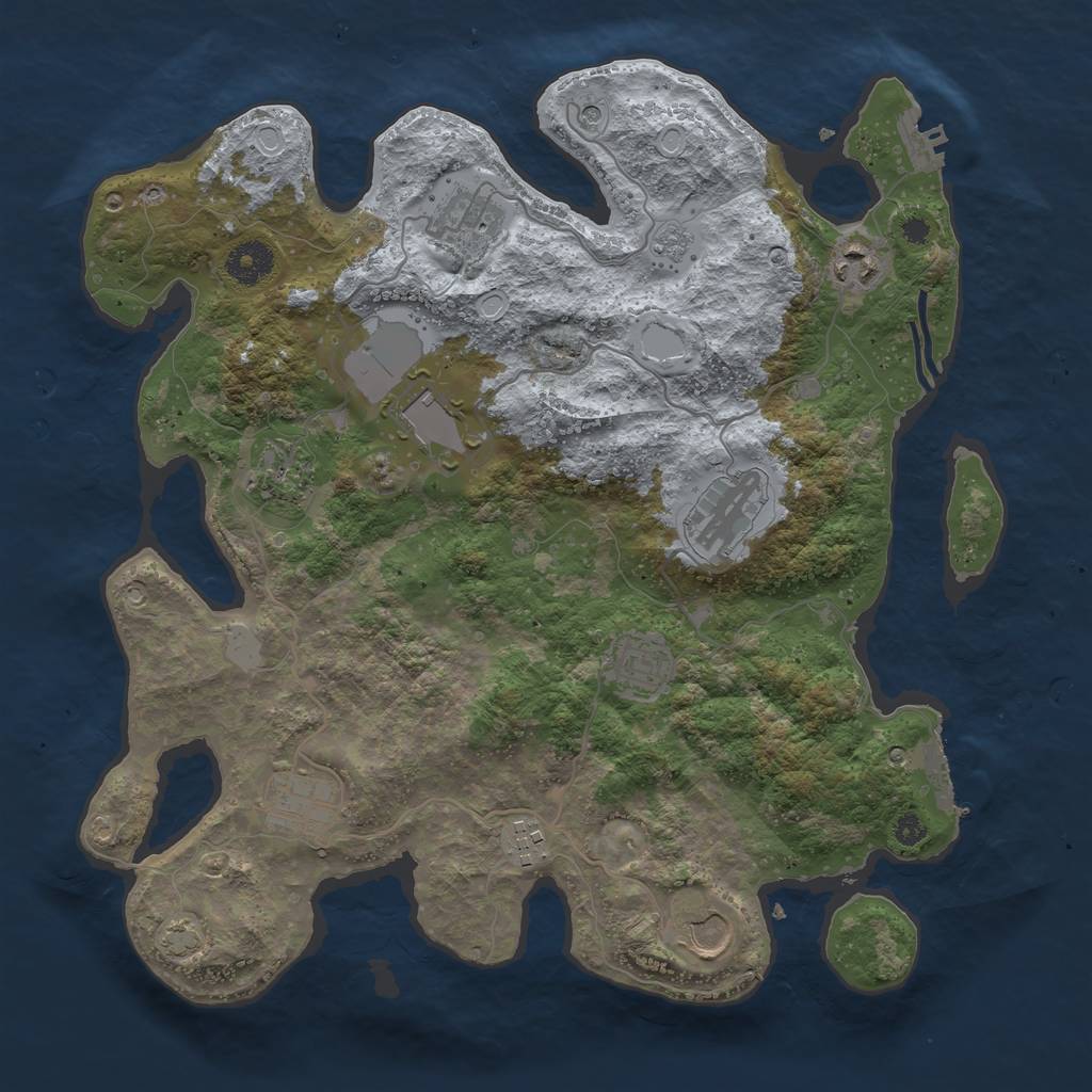 Rust Map: Procedural Map, Size: 3600, Seed: 369693936, 17 Monuments