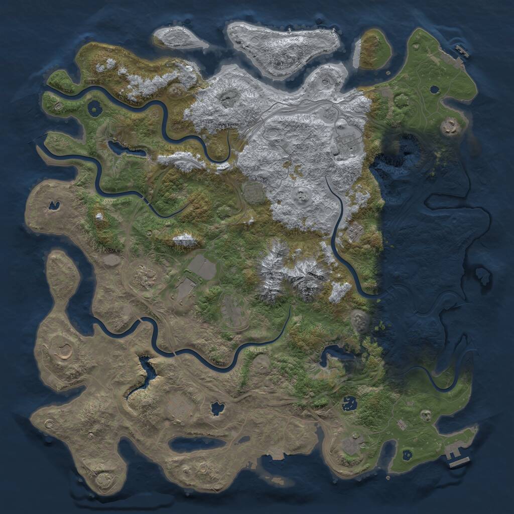 Rust Map: Procedural Map, Size: 5000, Seed: 535136084, 17 Monuments