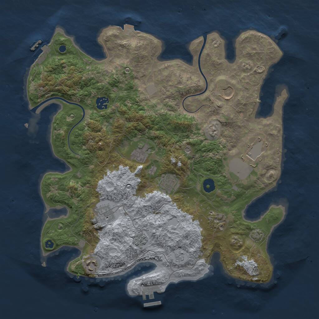 Rust Map: Procedural Map, Size: 3680, Seed: 13490, 15 Monuments