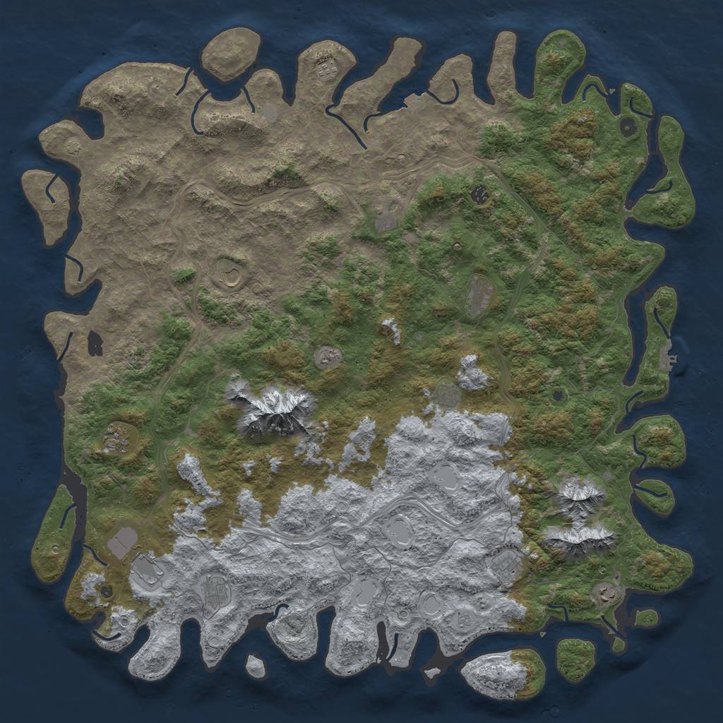 Rust Map: Procedural Map, Size: 6000, Seed: 9001, 18 Monuments